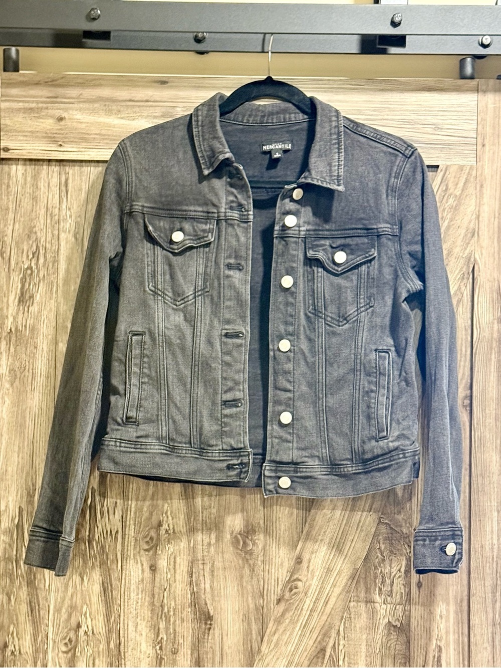 J.Crew Mercantile Charcoal Black Denim Trucker Jacket | Size S - Picture 4 of 16